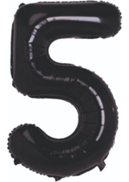 Folyo Balon 5 Rakamı Helyum Balon 76 cm Siyah Renk - 5 Yaş Balonu - 5 Yaş Balon -5 Rakam Balon