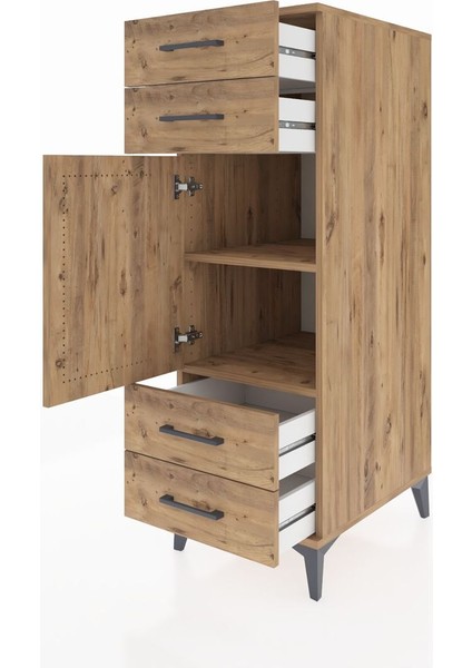 Kronos Dolap 2 Raflı 4 Çekmeceli Tek Kapaklı 44X59X134 Çam-Çam fırsatları