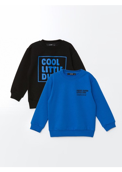 Yeni Sezon Bisiklet Yaka Erkek Bebek Sweatshirt 2'li