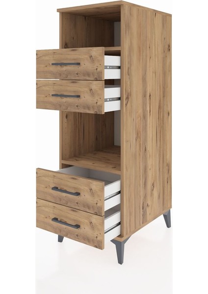 Kronos Dolap 2 Raflı 4 Çekmeceli 44X59X134 Çam-Çam fırsatları