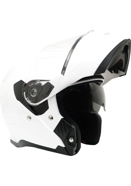 Gp My Helmet MKS002-PW Güneş Vizörlü Şeffaf Çene Açılır Motosiklet Kaskı L modelleri