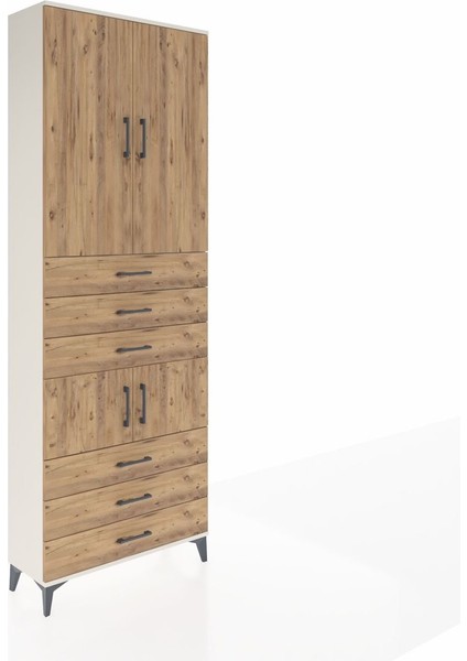 Arges Dolap 4 Raflı 6 Çekmeceli 4 Kapaklı 88X30X243 Aytaşı-Çam fiyatları