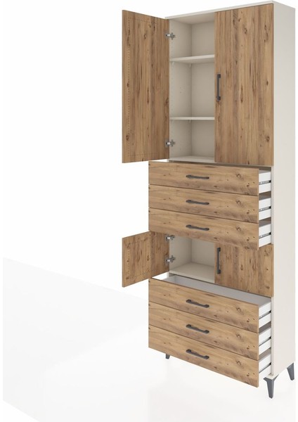 Arges Dolap 4 Raflı 6 Çekmeceli 4 Kapaklı 88X30X243 Aytaşı-Çam fırsatları