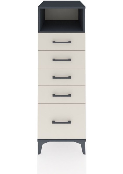 Kronos Dolap Tek Raflı 5 Çekmeceli 44X59X134 Antrasit-Aytaşı