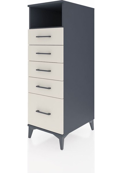 Kronos Dolap Tek Raflı 5 Çekmeceli 44X59X134 Antrasit-Aytaşı modelleri