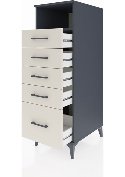 Kronos Dolap Tek Raflı 5 Çekmeceli 44X59X134 Antrasit-Aytaşı fırsatları