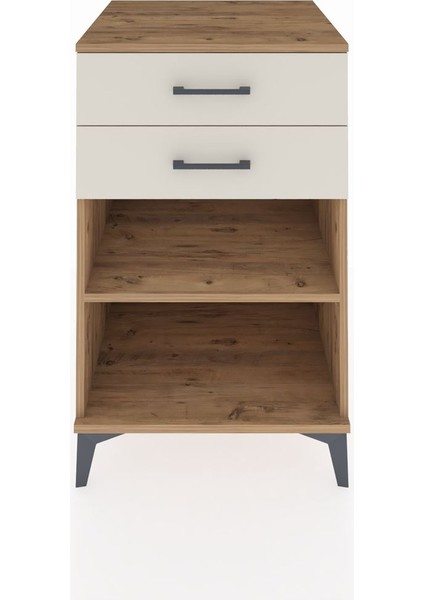 Kronos Komodin Tek Raflı 2 Çekmeceli 60X59X96 Çam-Aytaşı