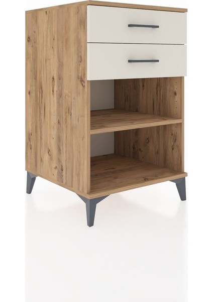 Kronos Komodin Tek Raflı 2 Çekmeceli 60X59X96 Çam-Aytaşı fiyatları