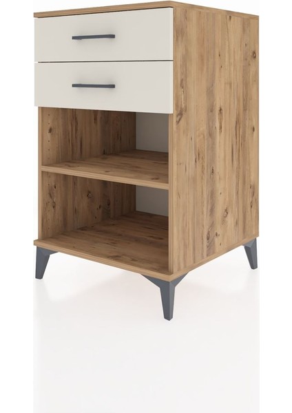 Kronos Komodin Tek Raflı 2 Çekmeceli 60X59X96 Çam-Aytaşı modelleri