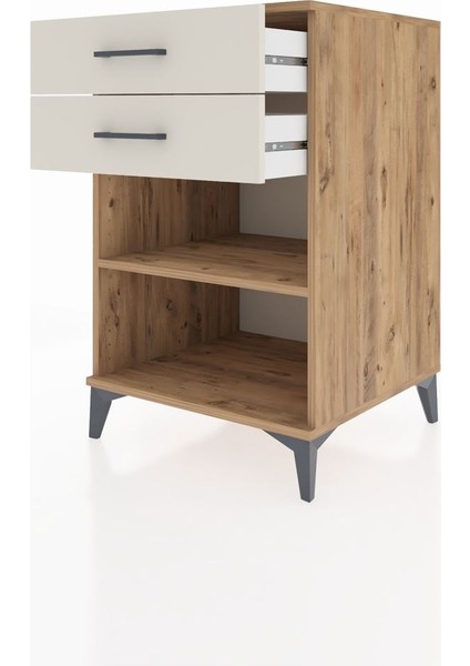 Kronos Komodin Tek Raflı 2 Çekmeceli 60X59X96 Çam-Aytaşı fırsatları