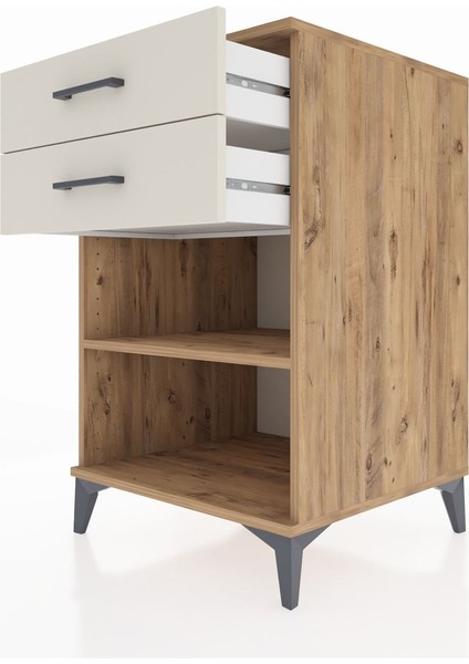 Kronos Komodin Tek Raflı 2 Çekmeceli 60X59X96 Çam-Aytaşı indirimleri