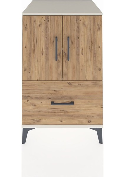 Kronos Komodin 2 Raflı Tek Çekmeceli 2 Kapaklı 60X59X96 Aytaşı-Çam