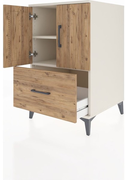 Kronos Komodin 2 Raflı Tek Çekmeceli 2 Kapaklı 60X59X96 Aytaşı-Çam fırsatları