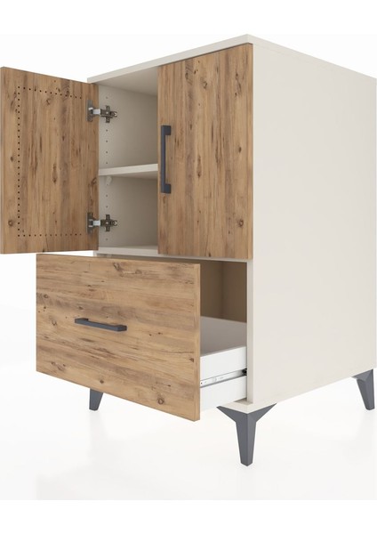 Kronos Komodin 2 Raflı Tek Çekmeceli 2 Kapaklı 60X59X96 Aytaşı-Çam indirimleri