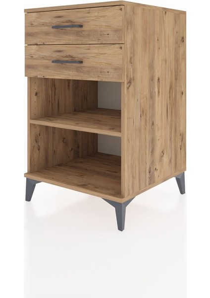 Kronos Komodin Tek Raflı 2 Çekmeceli 60X59X96 Çam-Çam modelleri