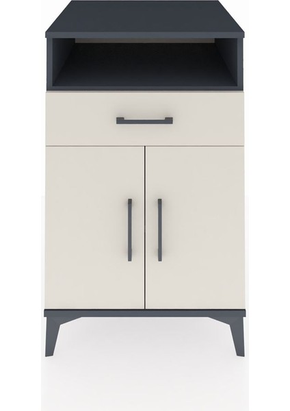 Kronos Komodin 2 Raflı Tek Çekmeceli 2 Kapaklı 60X59X96 Antrasit-Aytaşı