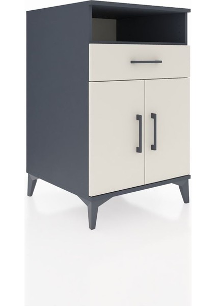 Kronos Komodin 2 Raflı Tek Çekmeceli 2 Kapaklı 60X59X96 Antrasit-Aytaşı fiyatları