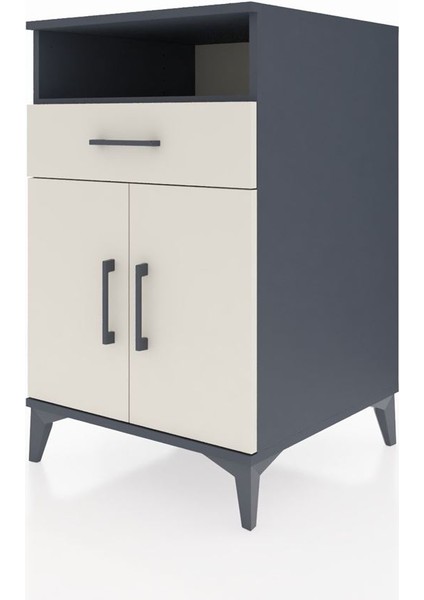 Kronos Komodin 2 Raflı Tek Çekmeceli 2 Kapaklı 60X59X96 Antrasit-Aytaşı modelleri