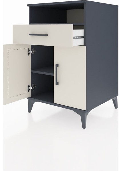 Kronos Komodin 2 Raflı Tek Çekmeceli 2 Kapaklı 60X59X96 Antrasit-Aytaşı fırsatları