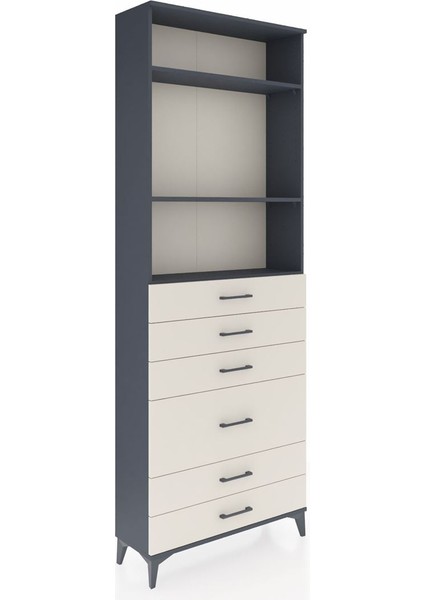 Arges Dolap 3 Raflı 6 Çekmeceli 2 Kapaklı 88X30X243 Antrasit-Aytaşı fiyatları