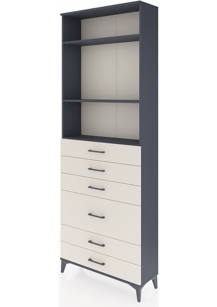 Arges Dolap 3 Raflı 6 Çekmeceli 2 Kapaklı 88X30X243 Antrasit-Aytaşı modelleri
