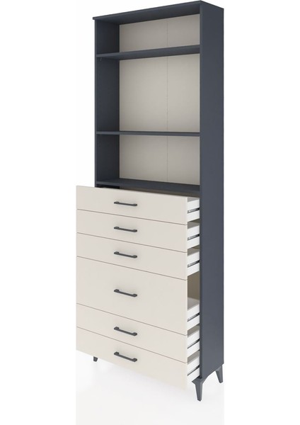 Arges Dolap 3 Raflı 6 Çekmeceli 2 Kapaklı 88X30X243 Antrasit-Aytaşı fırsatları