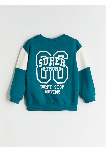 Yeni Sezon Bisiklet Yaka Baskılı Erkek Çocuk Sweatshirt modelleri