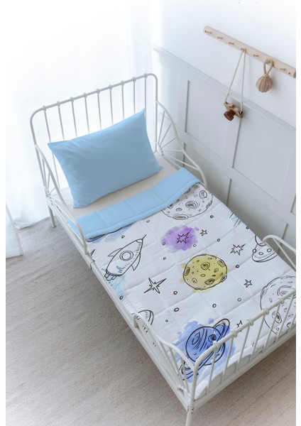 Organik Baskılı Bebek (100X150 Cm) Yorgan Seti - Iconic Serisi - Çizgisel Uzay