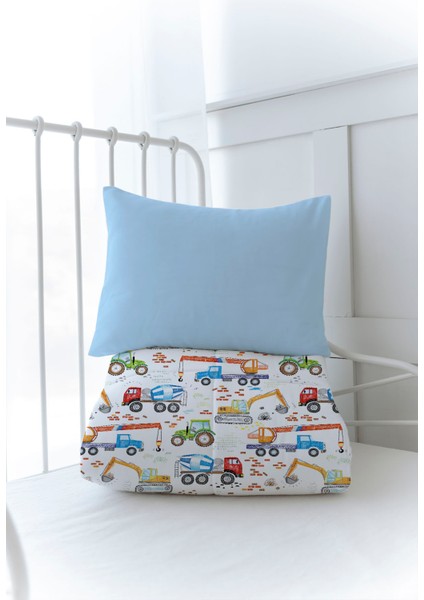 Organik Baskılı Bebek (100X150 Cm) Yorgan Seti - Iconic Serisi - Renkli Iş Makinaları modelleri