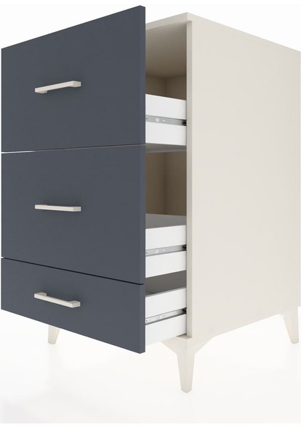 Kronos Komodin 3 Çekmeceli 60X59X96 Aytaşı-Antrasit indirimleri