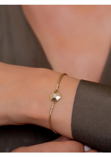 14 Ayar Altın Petek Işıltısı Bileklik 17 cm + 2 cm Uzatmalı modelleri