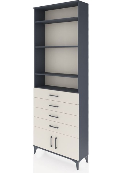 Arges Dolap 4 Raflı 4 Çekmeceli 2 Kapaklı 88X30X243 Antrasit-Aytaşı modelleri
