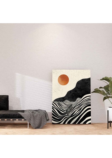 “kızıl Güneş – Soyut Doğa Temalı Modern Dekoratif Tablo”