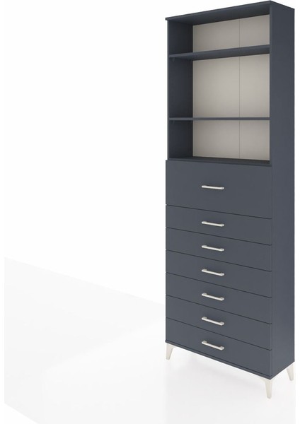 Arges Dolap 3 Raflı 7 Çekmeceli 88X30X243 Antrasit-Antrasit modelleri