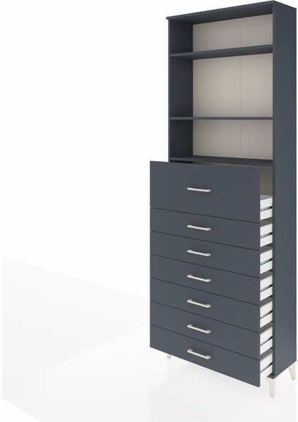 Arges Dolap 3 Raflı 7 Çekmeceli 88X30X243 Antrasit-Antrasit fırsatları