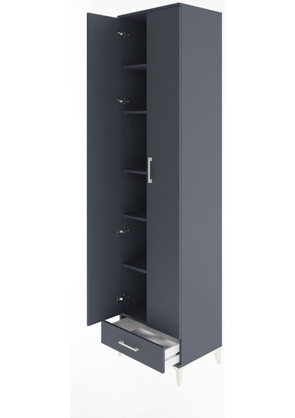Hyperion Dolap 6 Raflı Tek Çekmeceli 2 Kapaklı 60X44X243 Antrasit-Antrasit fırsatları