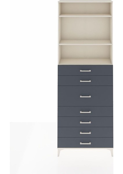 Arges Dolap 3 Raflı 7 Çekmeceli 88X30X243 Aytaşı-Antrasit