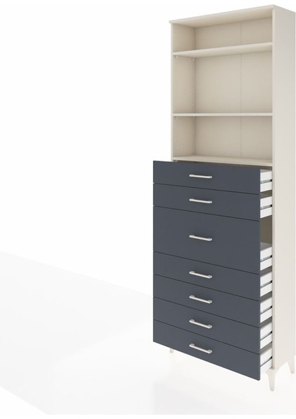 Arges Dolap 3 Raflı 7 Çekmeceli 88X30X243 Aytaşı-Antrasit fırsatları