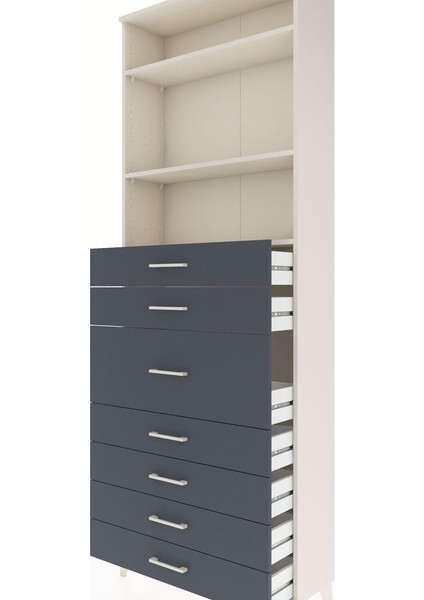 Arges Dolap 3 Raflı 7 Çekmeceli 88X30X243 Aytaşı-Antrasit indirimleri
