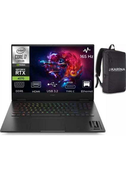 Omen 16-WF1020NT I7-14700HX 9J1Y9EA-K17 64GB 1tb RTX4070 8gb W11PRO 16.1 Fhd 165Hz Taşınabilir Bilgisayar