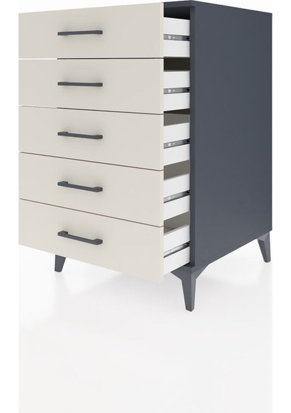 Kronos Komodin 5 Çekmeceli 60X59X96 Antrasit-Aytaşı fırsatları