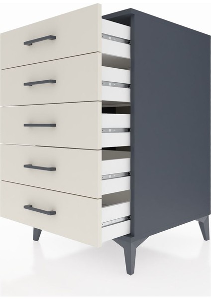 Kronos Komodin 5 Çekmeceli 60X59X96 Antrasit-Aytaşı indirimleri