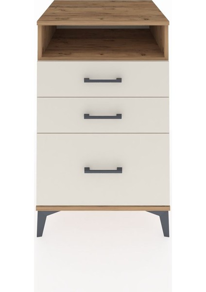 Kronos Komodin Tek Raflı 3 Çekmeceli 60X59X96 Çam-Aytaşı
