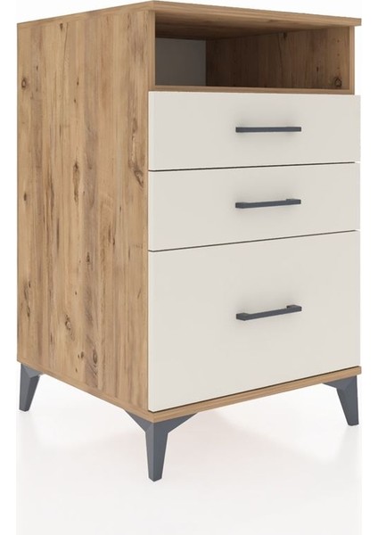 Kronos Komodin Tek Raflı 3 Çekmeceli 60X59X96 Çam-Aytaşı fiyatları