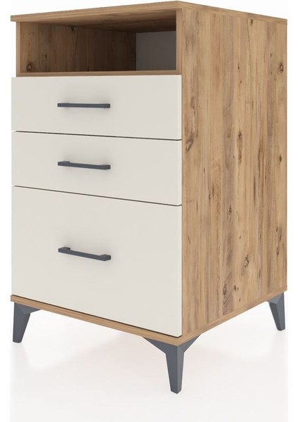 Kronos Komodin Tek Raflı 3 Çekmeceli 60X59X96 Çam-Aytaşı modelleri
