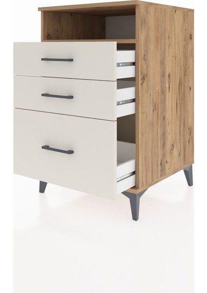 Kronos Komodin Tek Raflı 3 Çekmeceli 60X59X96 Çam-Aytaşı fırsatları