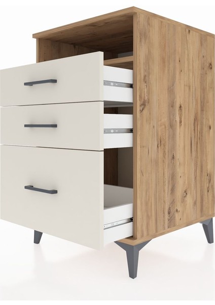 Kronos Komodin Tek Raflı 3 Çekmeceli 60X59X96 Çam-Aytaşı indirimleri