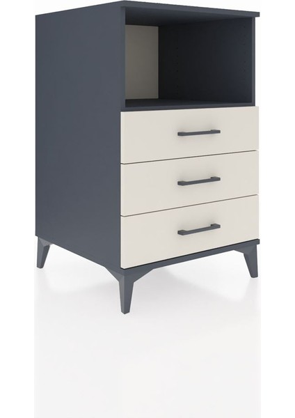 Kronos Komodin Tek Raflı 3 Çekmeceli 60X59X96 Antrasit-Aytaşı fiyatları