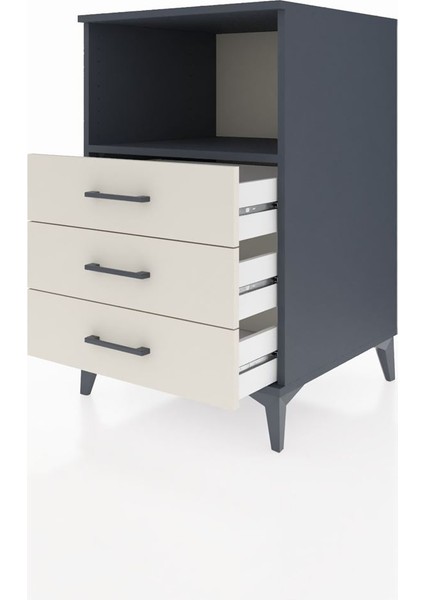 Kronos Komodin Tek Raflı 3 Çekmeceli 60X59X96 Antrasit-Aytaşı fırsatları