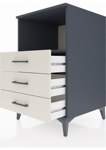 Kronos Komodin Tek Raflı 3 Çekmeceli 60X59X96 Antrasit-Aytaşı indirimleri